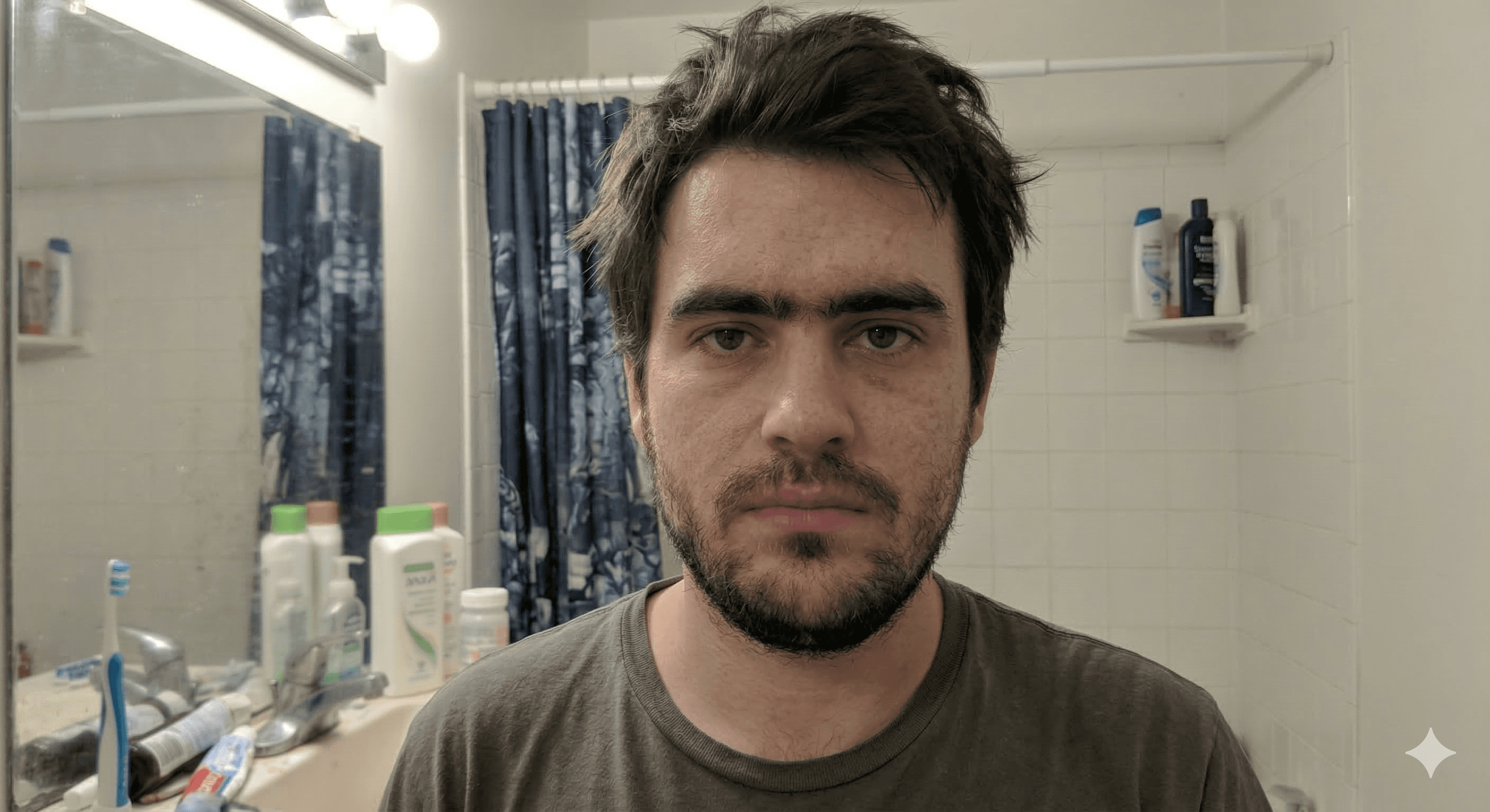 Before — man without glow-up protocol